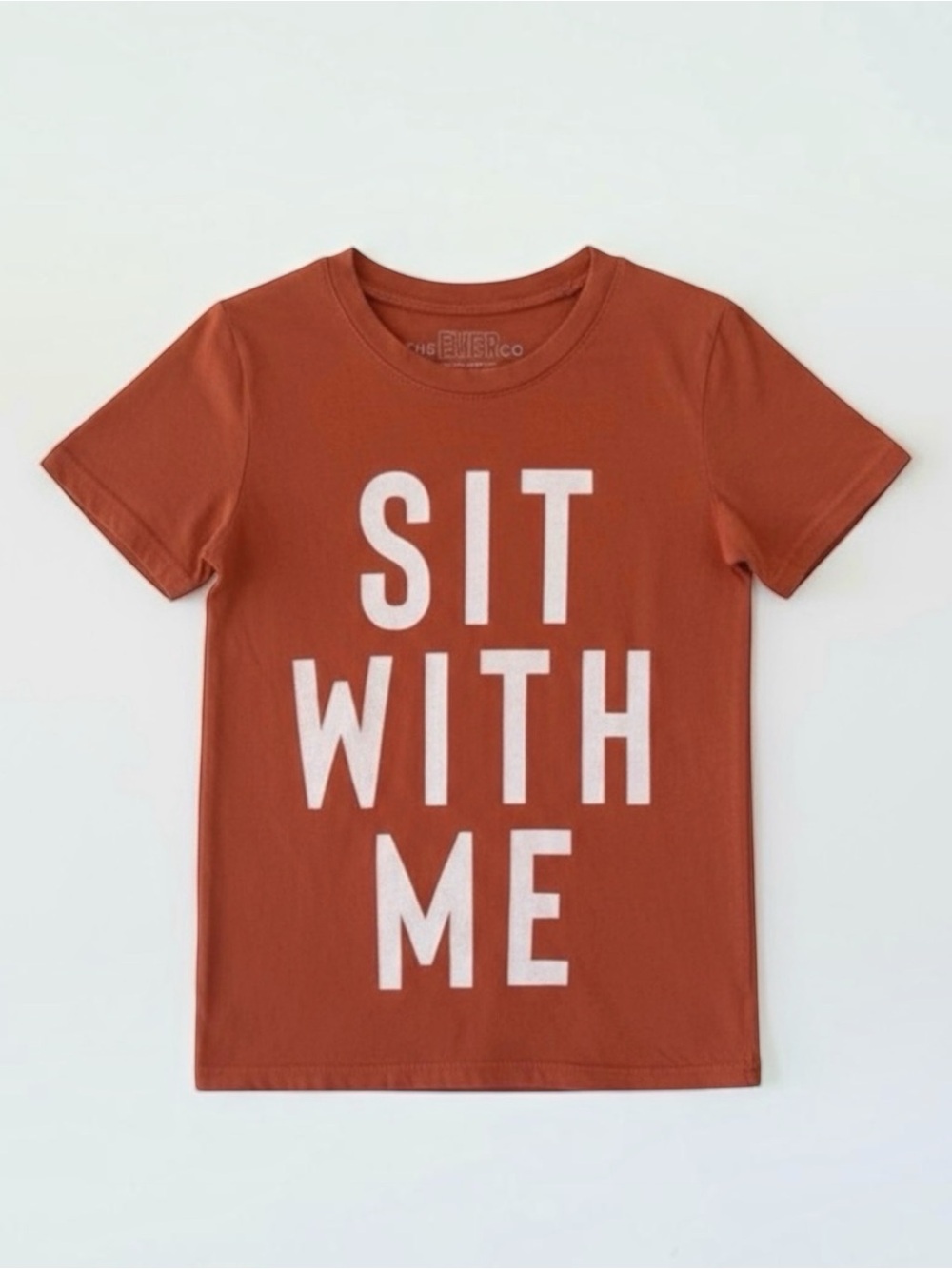 The Ever Co “Sit With Me” Rust Orange Organic Cotton Graphic Tee | Girls 5Y